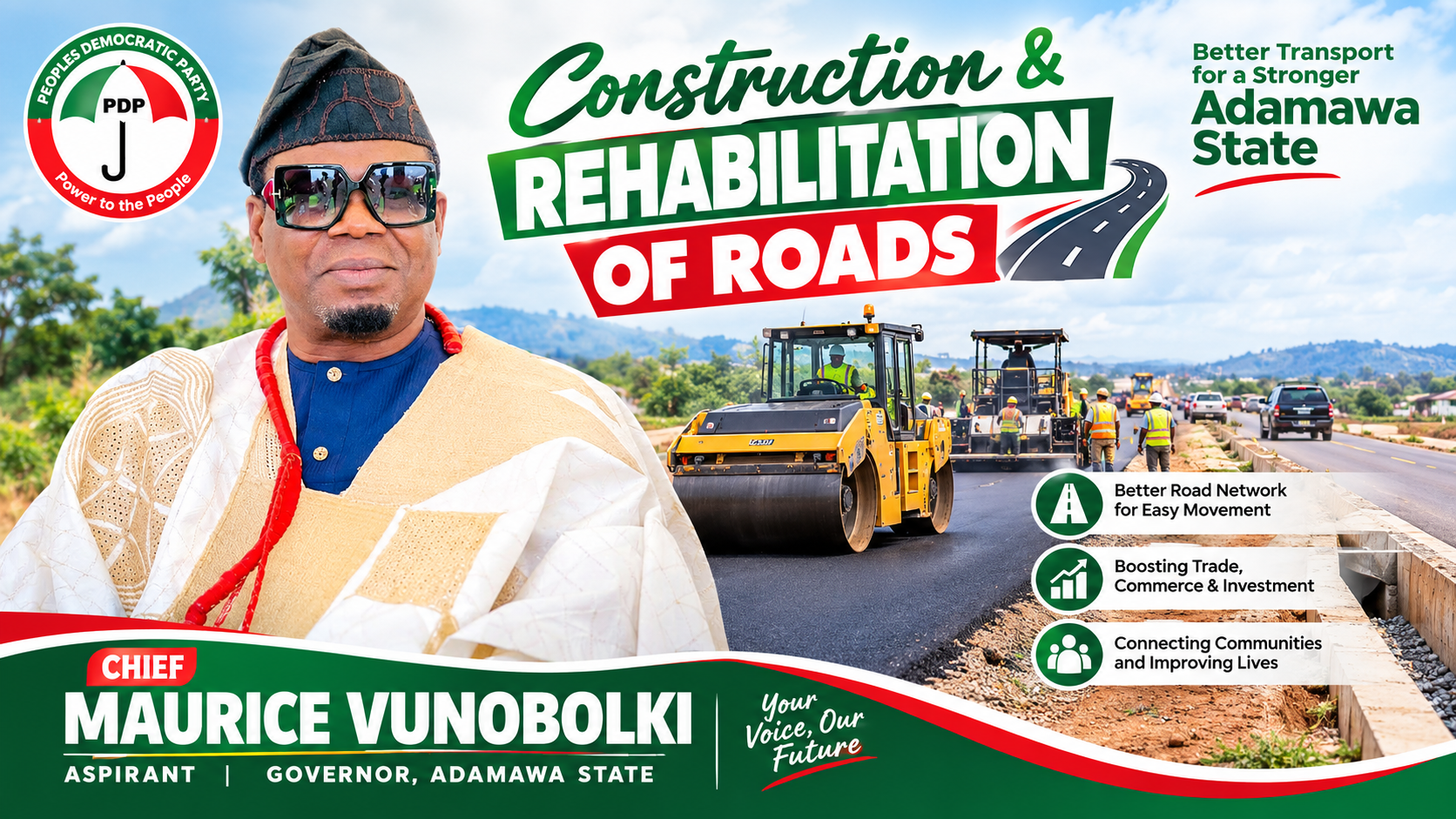 Construction and rehabilitation of roads campaign graphic